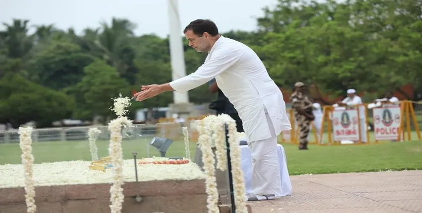 राहुल गांधी ने भारत जोड़ो यात्रा से पहले श्रीपेरंबदूर में पिता राजीव को दी श्रद्धांजलि