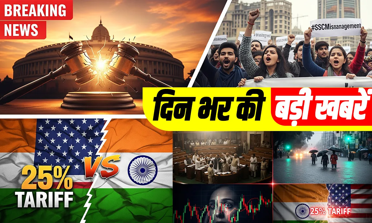 आज की बड़ी खबरें: सियासी बवाल से आर्थिक झटके तक, संसद में हंगामा, राशिफल और मौसम अपडेट