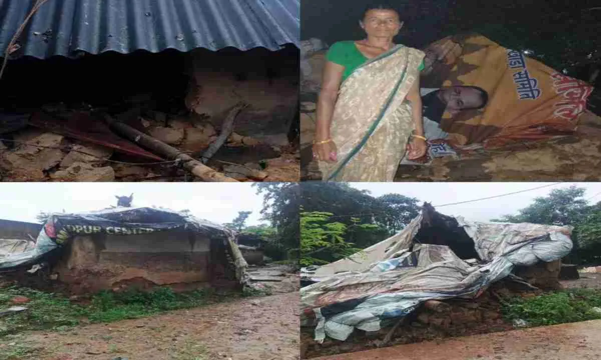लगातार बारिश से पूर्वी सिंहभूम में कच्चे मकान धराशायी, परिवार बेघर