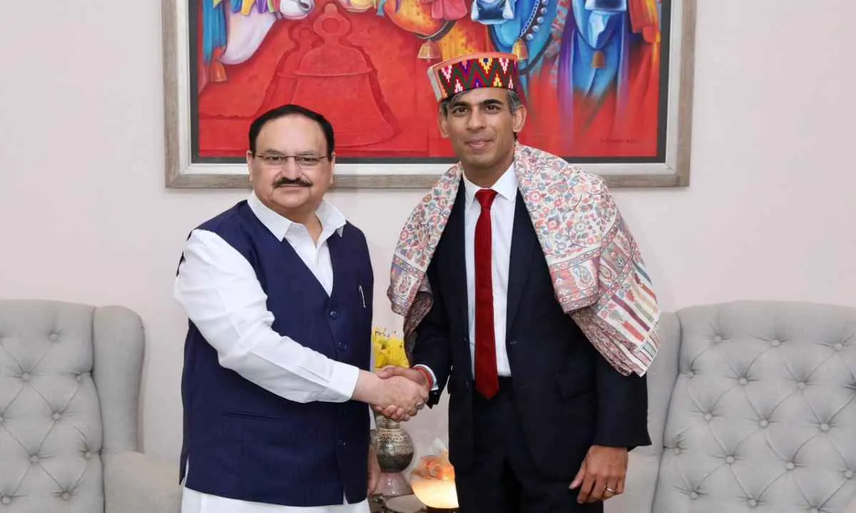 जेपी नड्डा ने 'भाजपा को जानें' पहल के तहत ऋषि सुनक से की मुलाकात