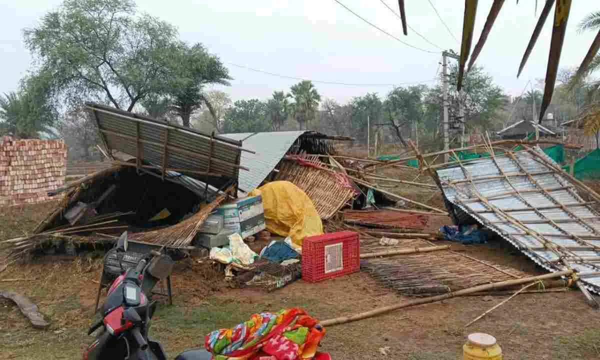 Pakur News: तेज आंधी-बारिश से कच्चा घर गिरा, परिवार बाल-बाल बचा