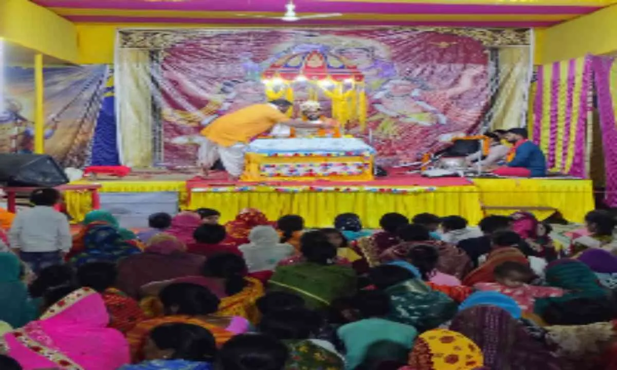 Dumka News : श्रीमद् भागवत कथा में धूमधाम से मनाया गया श्रीकृष्ण जन्मोत्सव