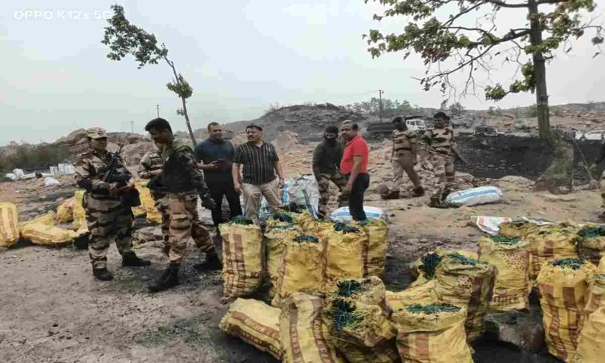 सीआईएसएफ, सीसीएल एवं गांधीनगर थाना की संयुक्त कार्रवाई में करीब 20 टन अवैध कोयला जब्त