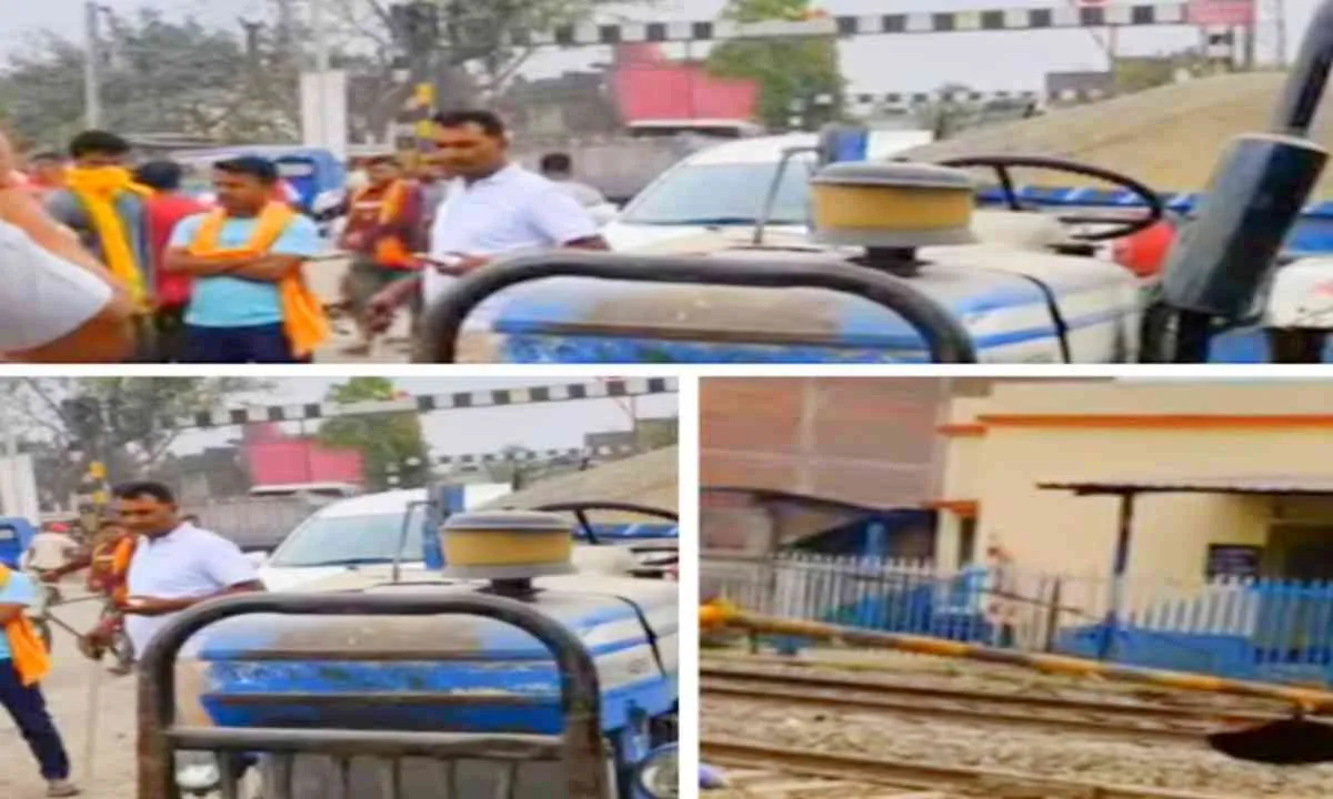 मिर्जाचौकी में बड़ा खतरा टला, ट्रैक्टर ने तोड़ा फाटक, कुछ ही देर में आने वाली थी ट्रेन