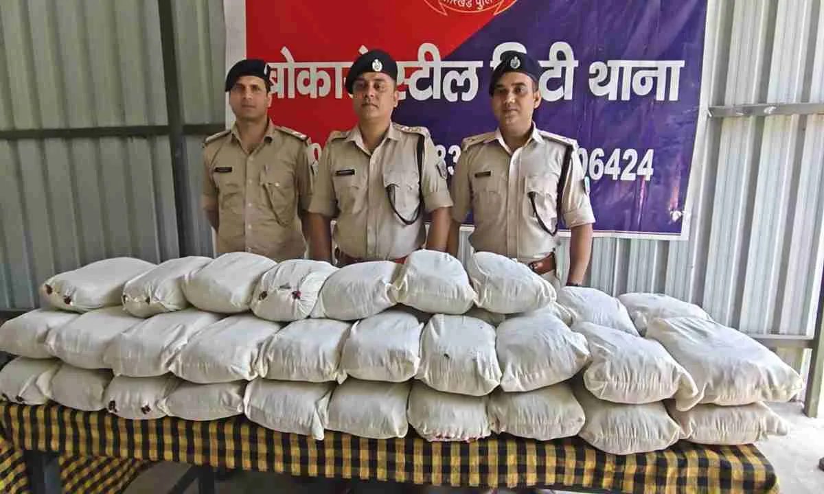 बोकारो पुलिस की बड़ी कार्रवाई, बस स्टैंड से 47 किलो अवैध गांजा बरामद