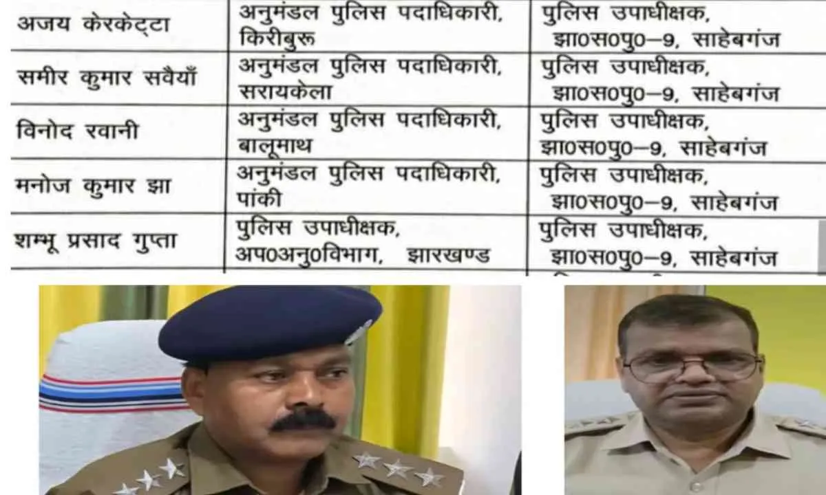 साहिबगंज पुलिस में बड़ा फेरबदल, सदर SDPO समेत कई अफसरों का तबादला