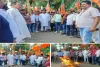 साहिबगंज में भाजपा का कांग्रेस और राहुल गांधी के खिलाफ प्रदर्शन, स्टेशन चौक पर पुतला दहन