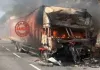 रामगढ़ के चुट्टूपालू घाटी में भीषण सड़क हादसा, कंटेनर चालक जिंदा जला
