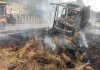 Dhanbad News: बिचाली लदे पिकअप वैन में लगी भीषण आग, वाहन जलकर खाक