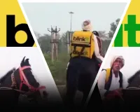 घोड़े पर Blinkit बैग लेकर निकले बुजुर्ग, राजस्थान का देसी डिलीवरी वीडियो वायरल