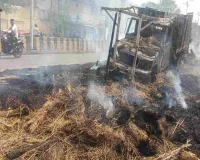 Dhanbad News: बिचाली लदे पिकअप वैन में लगी भीषण आग, वाहन जलकर खाक