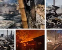 Sahebganj News: तीनपहाड़ सब्जी मंडी में भीषण आग, एक दर्जन दुकानें जलकर राख