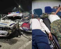 मैथन से लौट रही चलकुशा थाना पुलिस की गाड़ी हादसे का शिकार, एक जवान शहीद, तीन गंभीर घायल