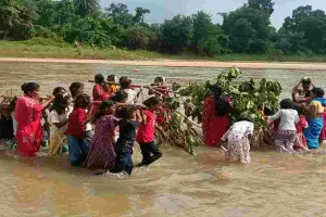 Hazaribagh News: प्रकृति पूरक करम डाली को नाचते झूमते हर्षोल्लास के साथ नदी - तालाबों में किया गया विसर्जन