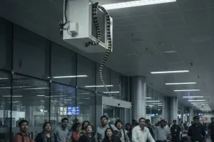 मुंबई एयरपोर्ट पर 7 फुट सांप का डरावना वीडियो वायरल, AC पर कुंडली मारता रैट स्नेक