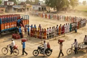 साहिबगंज में रसोई गैस के लिए लंबी कतारें, सप्लाई में देरी से उपभोक्ता परेशान