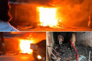 देवघर में तड़के आग का तांडव: अग्निशमन पहुंचने से पहले जल गईं दो दुकानें, लाखों का नुकसान