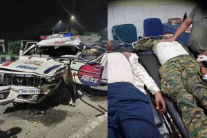 मैथन से लौट रही चलकुशा थाना पुलिस की गाड़ी हादसे का शिकार, एक जवान शहीद, तीन गंभीर घायल