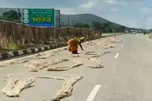 Sahibganj News: NH-80 पर अतिक्रमण से परेशानी, सड़क पर सुखाया जा रहा पटसन