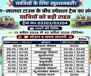 किऊल-मालदा स्पेशल मेमू ट्रेन 13 अप्रैल से, साहिबगंज-बरहरवा रेल यात्रियों को मिलेगी राहत